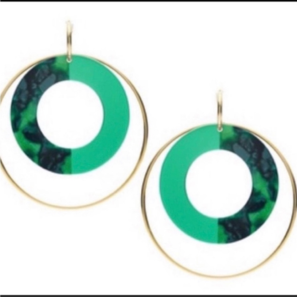 Fossil Green Acetate Hoop Earrings